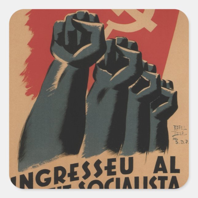 Join the Socialist Unity Party_Propaganda Poster Square Sticker (Front)