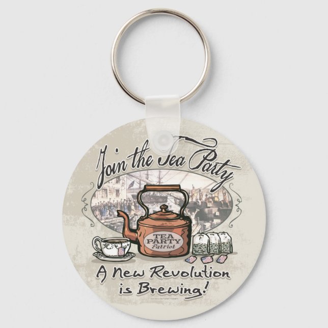 Join the Tea Party Tea Shirts and Gifts Key Ring (Front)