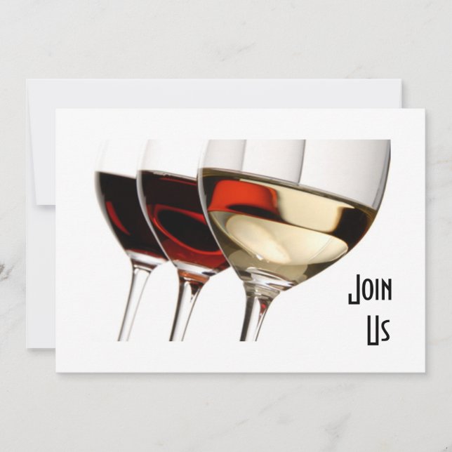 JOIN US - ADULT PARTY INVITATION WITH WINE GLASSES (Front)