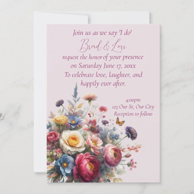 Join Us as We Say 'I Do' with beautiful Florals Invitation (Front)