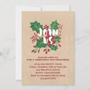 Join Us Christmas Foliage Party Invitations