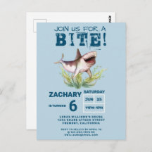 Join Us For a Bite Funny Shark Boys Birthday Party