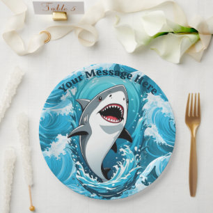 Join Us For a Bite Shark Paper Plate
