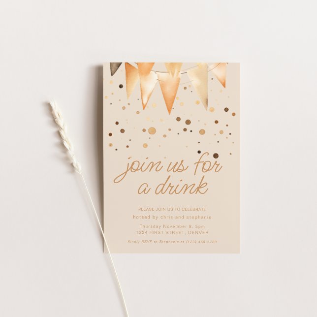 Join Us For A Drink Beige Party Invitation (Creator Uploaded)