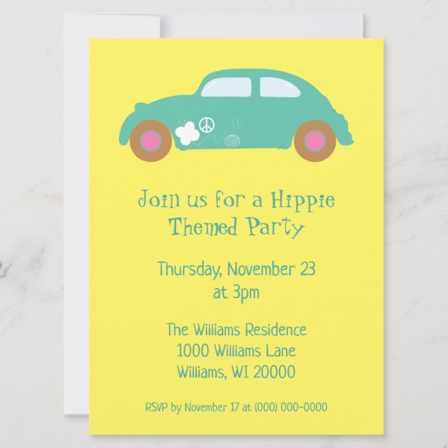 Join us for a Hippie party Invitation (Front)