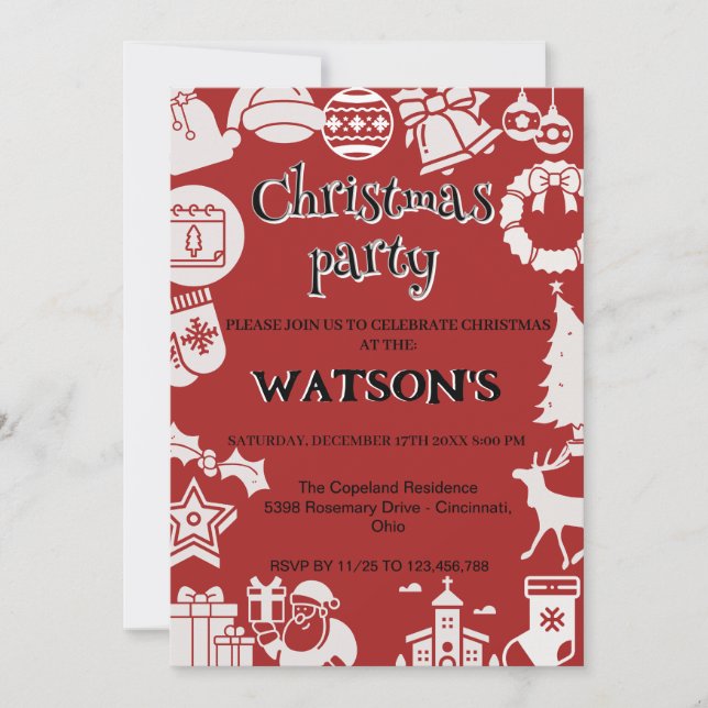 "Join Us for a Holly Jolly Christmas Party!" Invitation (Front)