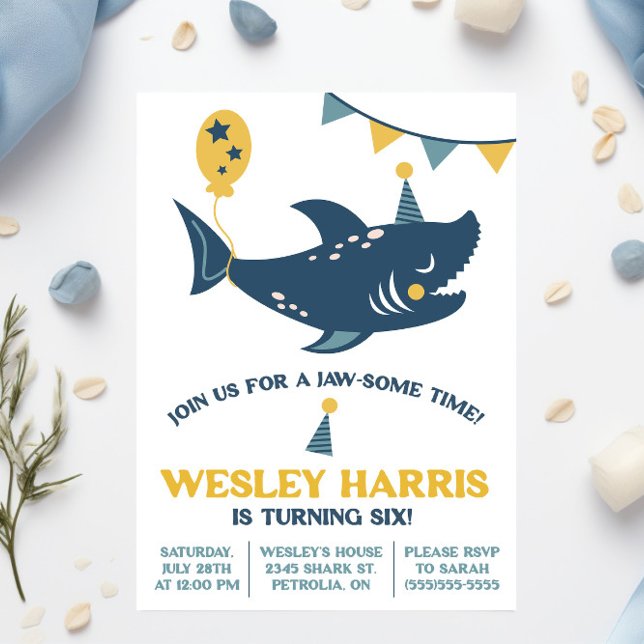 Join us for a Jaw-Some Time!  Shark Birthday Party Invitation (Creator Uploaded)