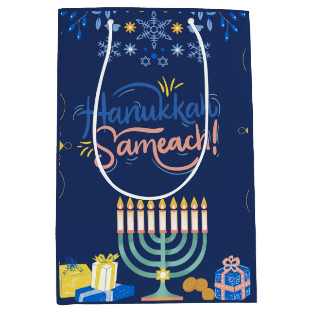 Join Us for a Joyous Hanukkah Celebration!" Medium Gift Bag (Front)