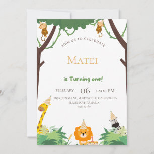 Join Us for a Wild Adventure – First Birthday Invitation