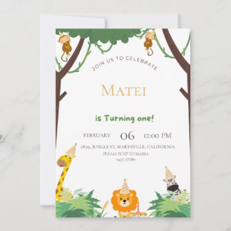 Join Us for a Wild Adventure – First Birthday Invitation