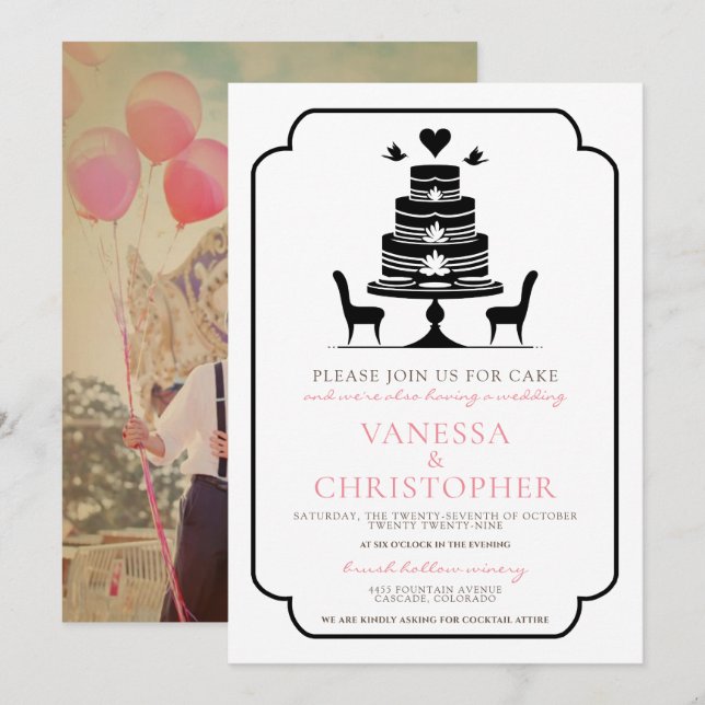 Join Us For Cake Wedding Invitation (Front/Back)