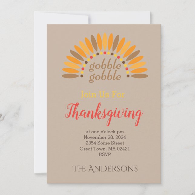 Join Us for Thanksgiving Dinner Invitation (Front)