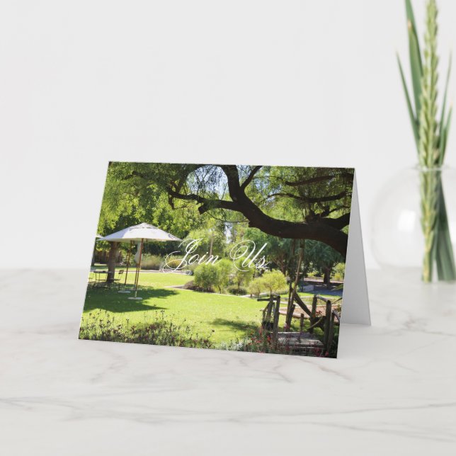 Join Us Green Garden Venue Greeting Card (Front)