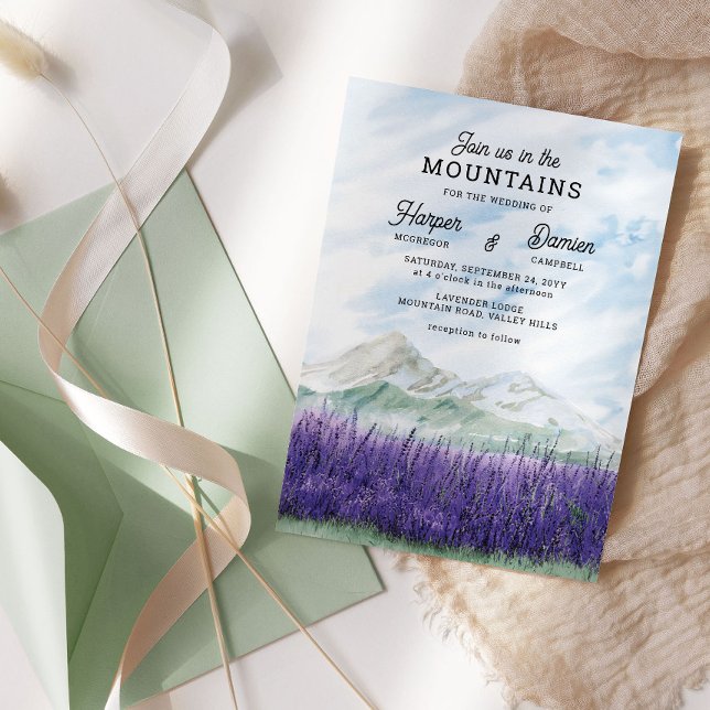 Join us in the Mountains Scenic Lavender Wedding Invitation (Join us in the Mountains Wedding Invitation from my Mountain Lavender Wedding Collection
)
