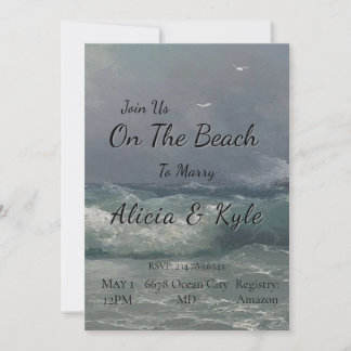 Join Us On The Beach Wedding Invitation