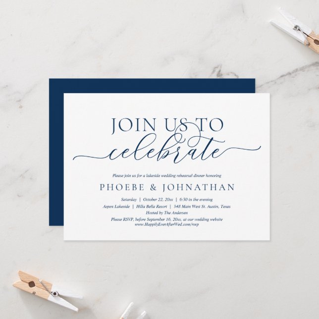 Join Us To Celebrate, Wedding Rehearsal Dinner Invitation (Front/Back In Situ)