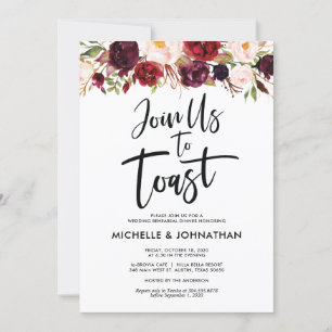 Join us to toast, Wedding Rehearsal Dinner Invites