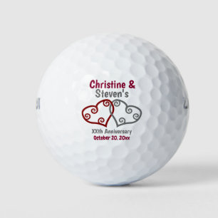 Joined Hearts Anniversary Party Favour Golf Balls