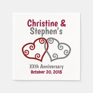 Joined Hearts Milestone Anniversary Napkin