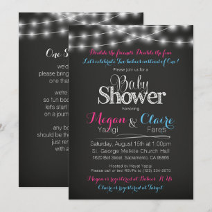 Joint Baby Shower Chalkboard Invitation Book Card