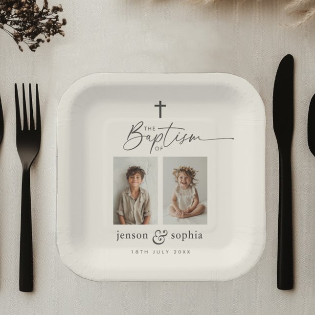 Joint Baptism 2 Photo Paper Plate (Creator Uploaded)