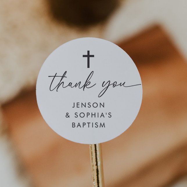 Joint Baptism Classic Round Sticker (Zazzle Joint Baptism Classic Round Sticker)