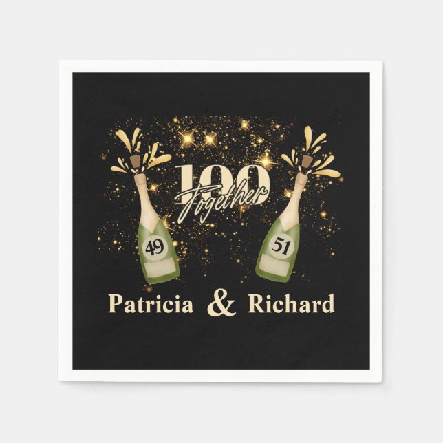 Joint Birthday Double Celebration Twice the Fun Napkin (Front)