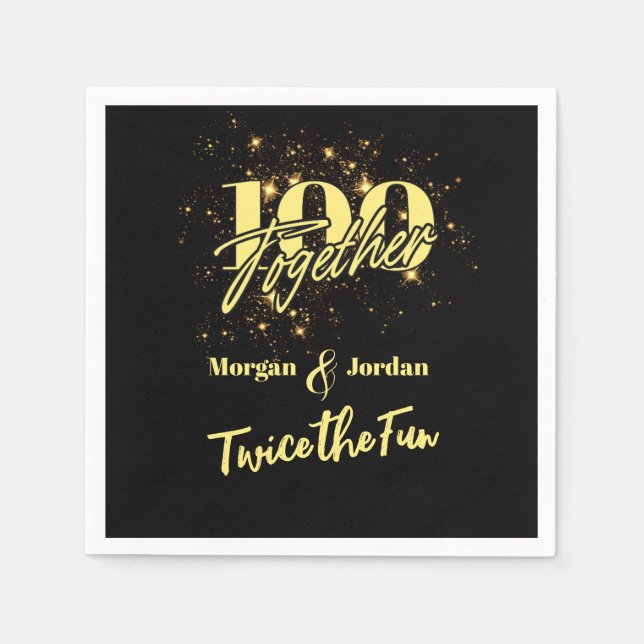 Joint Birthday Double Celebration Twice the Fun Napkin (Front)