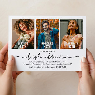 Joint Birthday Party 3 Photo Invitation