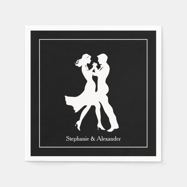 Joint Birthday Party Adults Golden Dance Couple Napkin (Front)