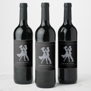 Joint Birthday Party Adults Silver Dance Couple  Wine Label