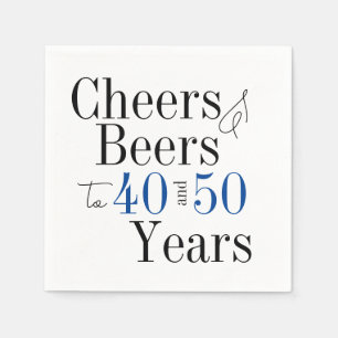 Joint Birthday Party Cheers and Beers Blue Napkin