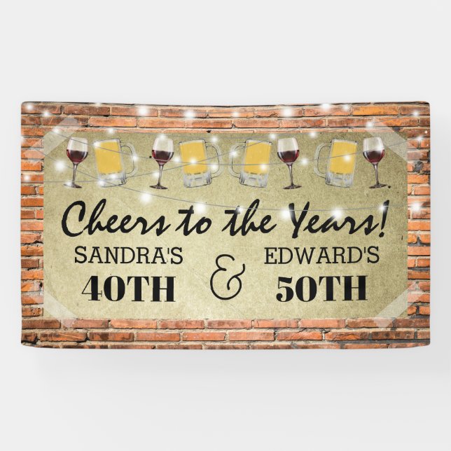 Joint Birthday Party | Cheers to the Years Banner (Horizontal)