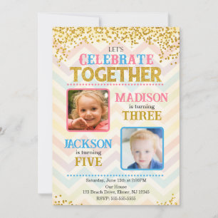 Joint Birthday Party Invitation with Photo