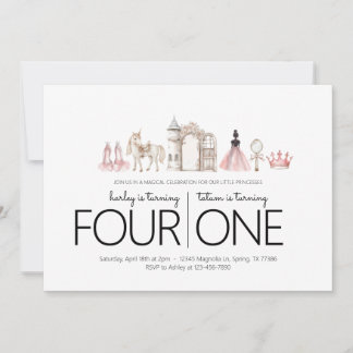 Joint Birthday Party - Princess Theme Invitation