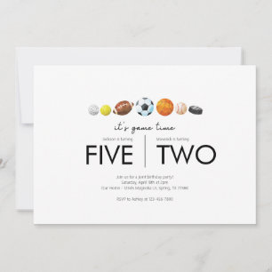 Joint Birthday Party - Sports Theme Invitation