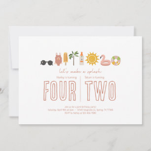 Joint Birthday Party - Summer Themed Invitation