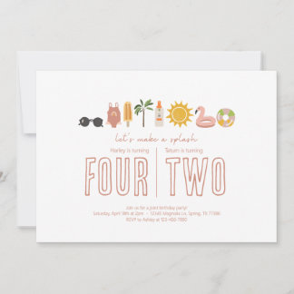 Joint Birthday Party - Summer Themed Invitation