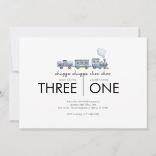 Joint Birthday Party - Train Theme Invitation