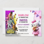 Joint Birthday, Sibling party, Brother sister  Invitation<br><div class="desc">Joint Birthday,  Gamer Party and kitten invite,  Sibling Invitation,  Twin invite,  Sibling party,  Any Age,  Boy and Girl Party,  Brother sister Birthday</div>