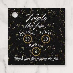 Joint Birthday Triple The Fun Favour Tags