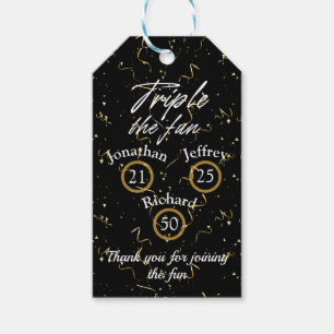 Joint Birthday Triple The Fun Gift Tags