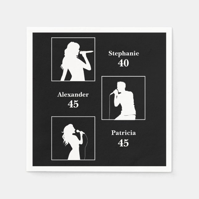 Joint Birthday Triple the Fun Minimalist Black Napkin (Front)