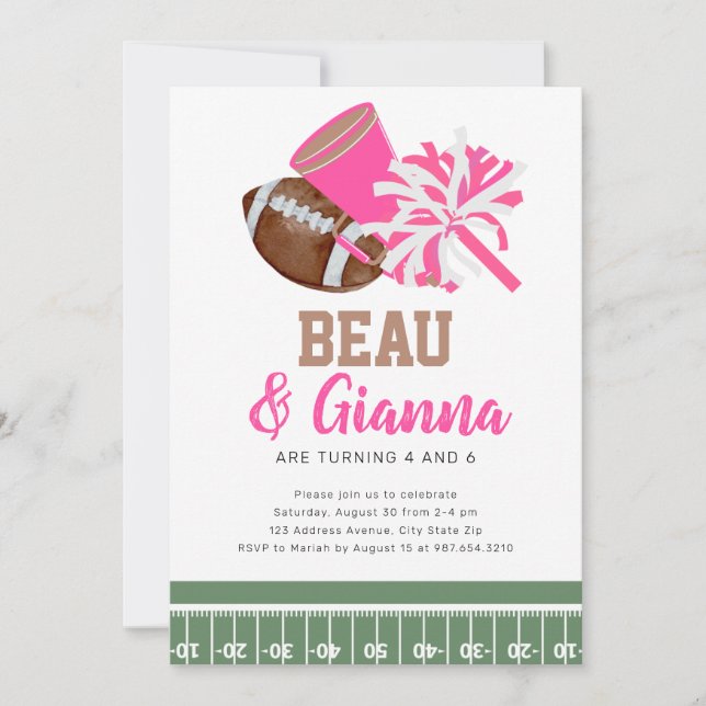 Joint Combined Birthday Party Invitation Boy Girl (Front)