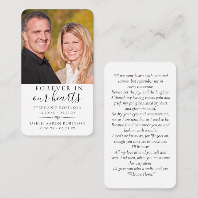 Joint Double Memorial Photo Funeral Prayer Card (Front/Back)