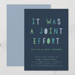 Joint Effort Couple's Baby Shower Invitation Blues