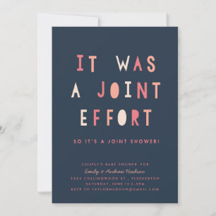 Joint Effort Couple's Baby Shower Invitation Navy