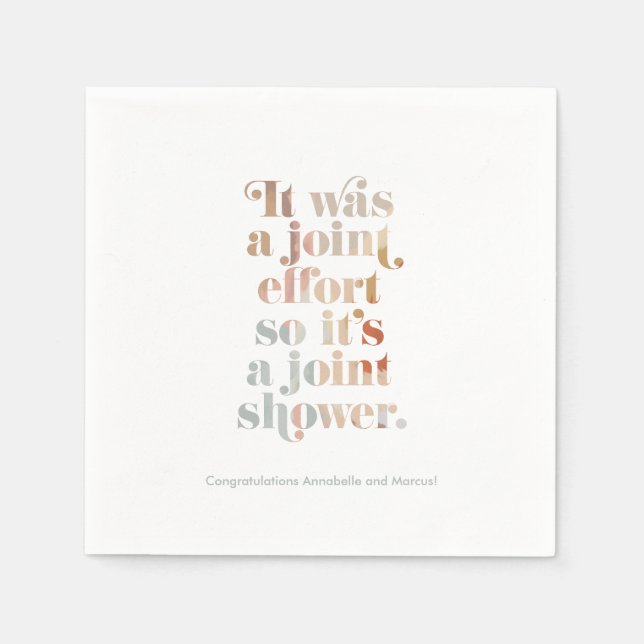 Joint Effort Couple's Baby Shower Napkins (Front)