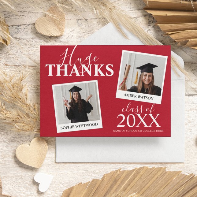 Joint Graduation | 2 Photo  Thank You Card (Creator Uploaded)