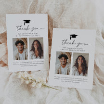 Joint Graduation 2 Photo Thank You Card